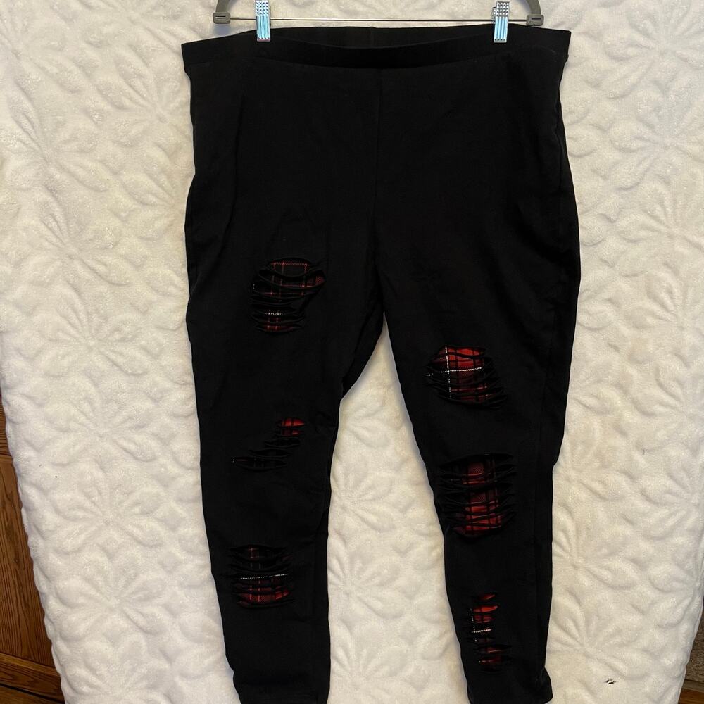 Torrid slashed premium plaid lined leggings size 4XL XXXXL preowned excellent